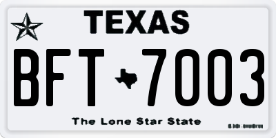 TX license plate BFT7003
