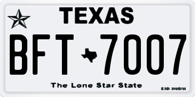 TX license plate BFT7007