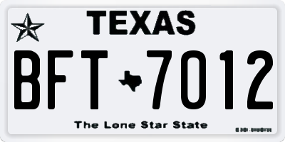 TX license plate BFT7012
