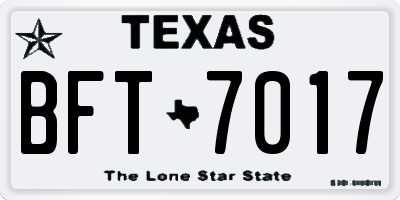 TX license plate BFT7017