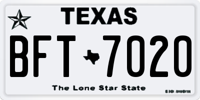 TX license plate BFT7020