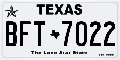 TX license plate BFT7022