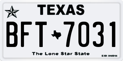 TX license plate BFT7031