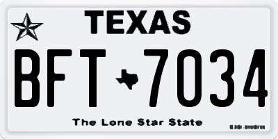 TX license plate BFT7034