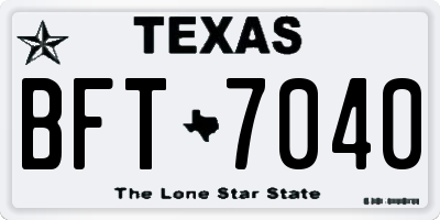 TX license plate BFT7040