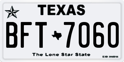 TX license plate BFT7060