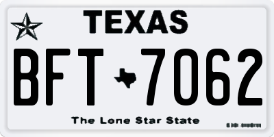 TX license plate BFT7062