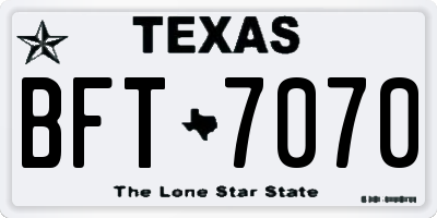 TX license plate BFT7070