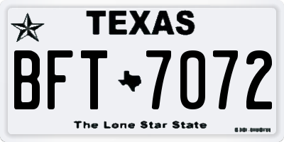 TX license plate BFT7072