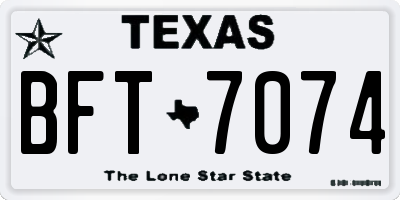 TX license plate BFT7074