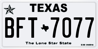 TX license plate BFT7077