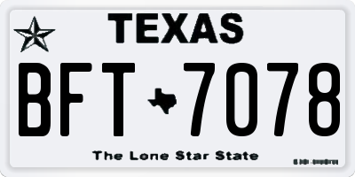 TX license plate BFT7078