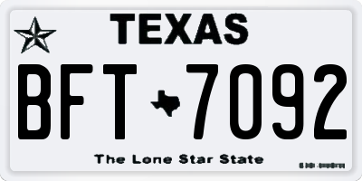 TX license plate BFT7092