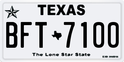TX license plate BFT7100