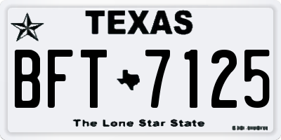TX license plate BFT7125