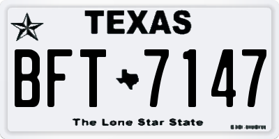 TX license plate BFT7147
