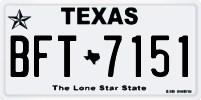 TX license plate BFT7151