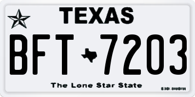 TX license plate BFT7203
