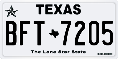 TX license plate BFT7205