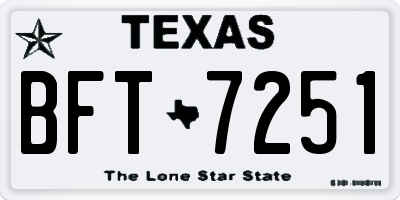 TX license plate BFT7251