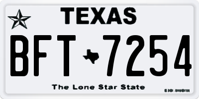 TX license plate BFT7254
