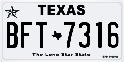 TX license plate BFT7316