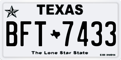 TX license plate BFT7433
