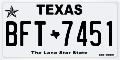 TX license plate BFT7451