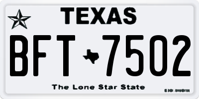 TX license plate BFT7502