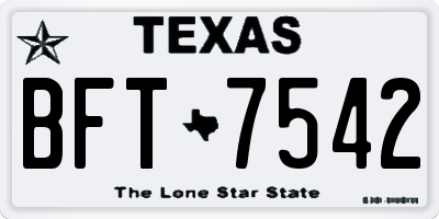 TX license plate BFT7542