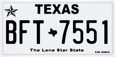 TX license plate BFT7551