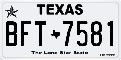 TX license plate BFT7581