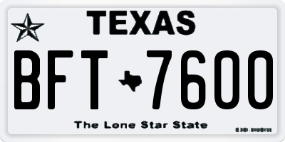 TX license plate BFT7600