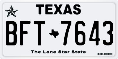 TX license plate BFT7643