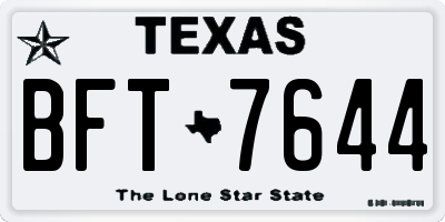 TX license plate BFT7644
