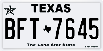 TX license plate BFT7645