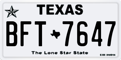 TX license plate BFT7647