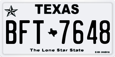 TX license plate BFT7648