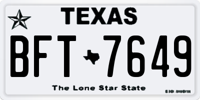 TX license plate BFT7649