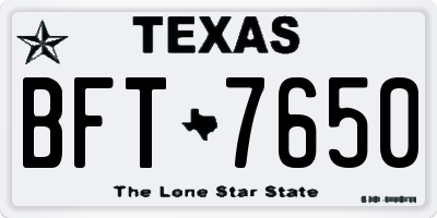 TX license plate BFT7650