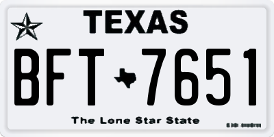 TX license plate BFT7651