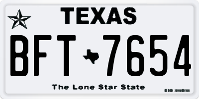 TX license plate BFT7654