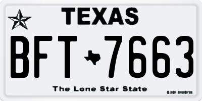 TX license plate BFT7663