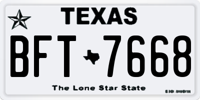TX license plate BFT7668