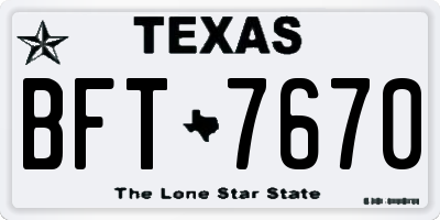 TX license plate BFT7670