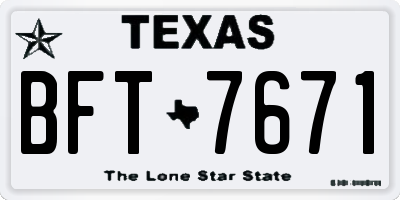 TX license plate BFT7671