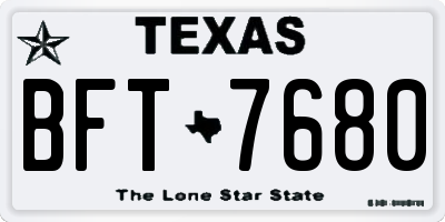 TX license plate BFT7680