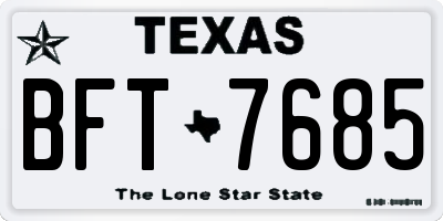 TX license plate BFT7685