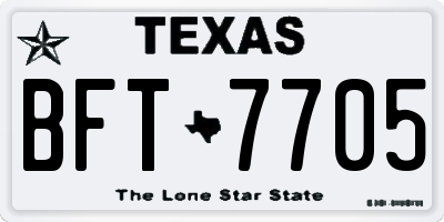 TX license plate BFT7705
