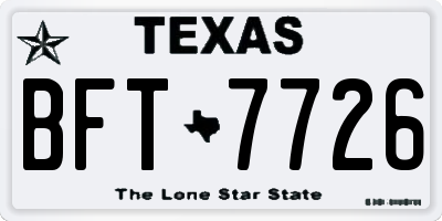 TX license plate BFT7726